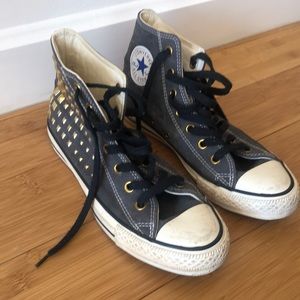 Converse studded high top in black, size 6 mens/8 women